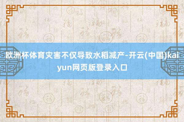 欧洲杯体育灾害不仅导致水稻减产-开云(中国)kaiyun网页版登录入口