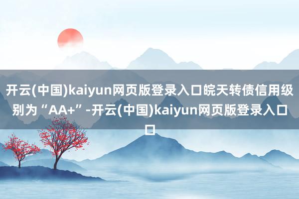 开云(中国)kaiyun网页版登录入口皖天转债信用级别为“AA+”-开云(中国)kaiyun网页版登录入口